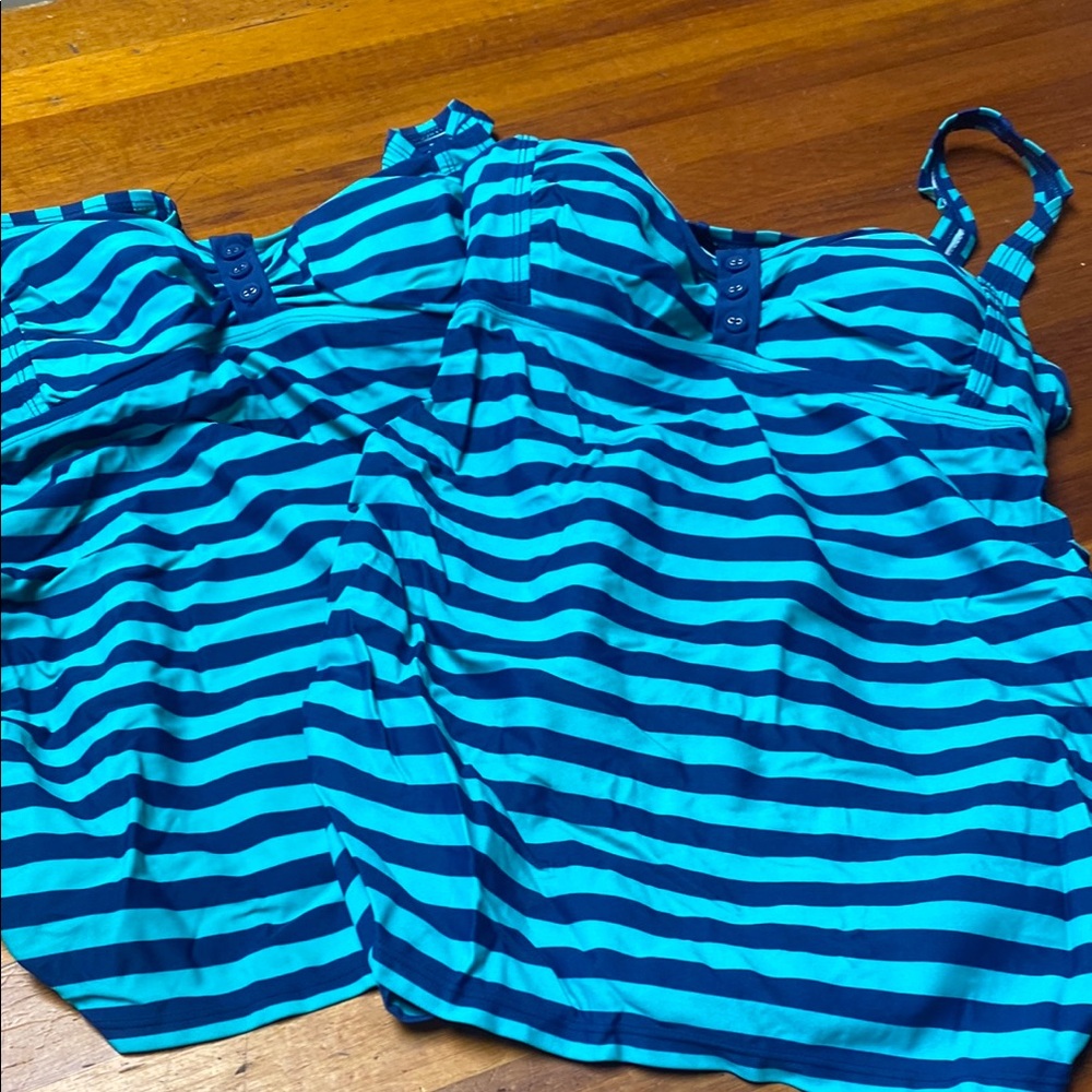 Oh Baby Blue and Teal Maternity Swim Tops